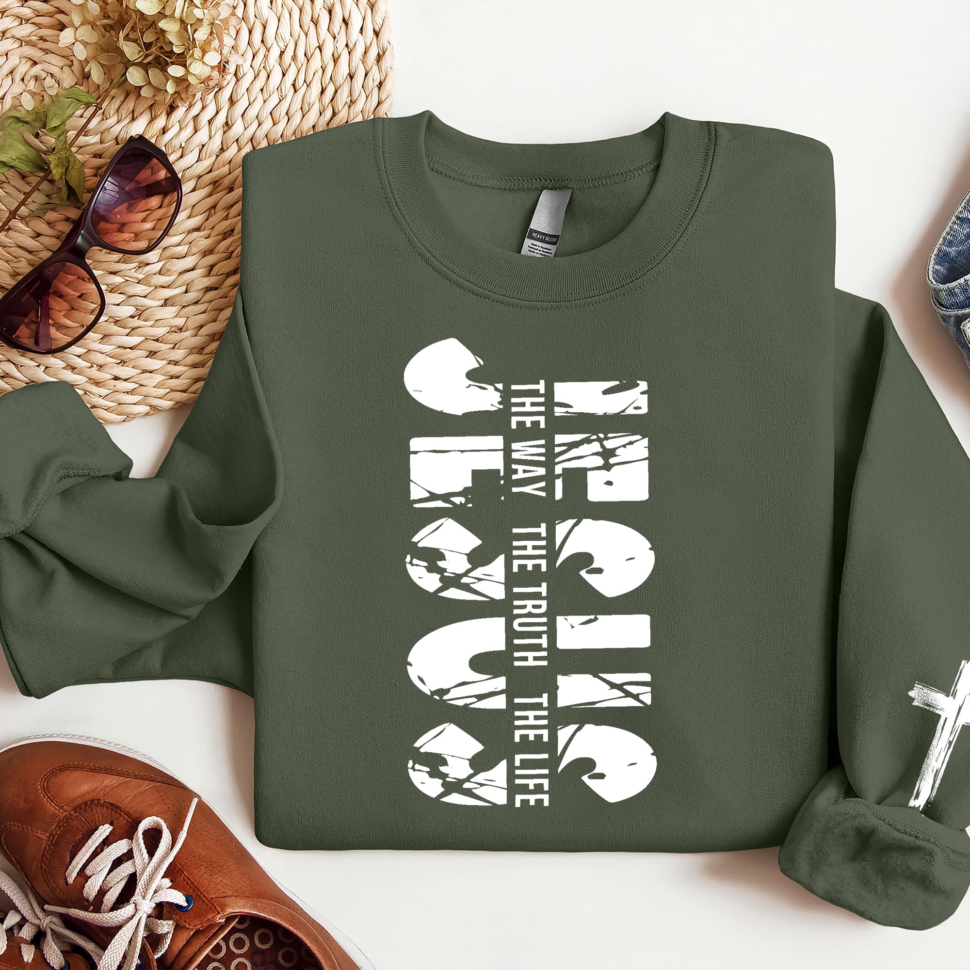 Jesus The Way The Truth The Life, Christian Sweatshirt, Coquette Jesus Sweatshirt, Jesus Lover Sweatshirt. ILAF16